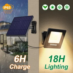 מנורת הצפה סולארית עם סוללה 4400mAh והדלקה אוטומטית