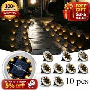 מערכת 10 נורות קרקע סולאריות 8LED